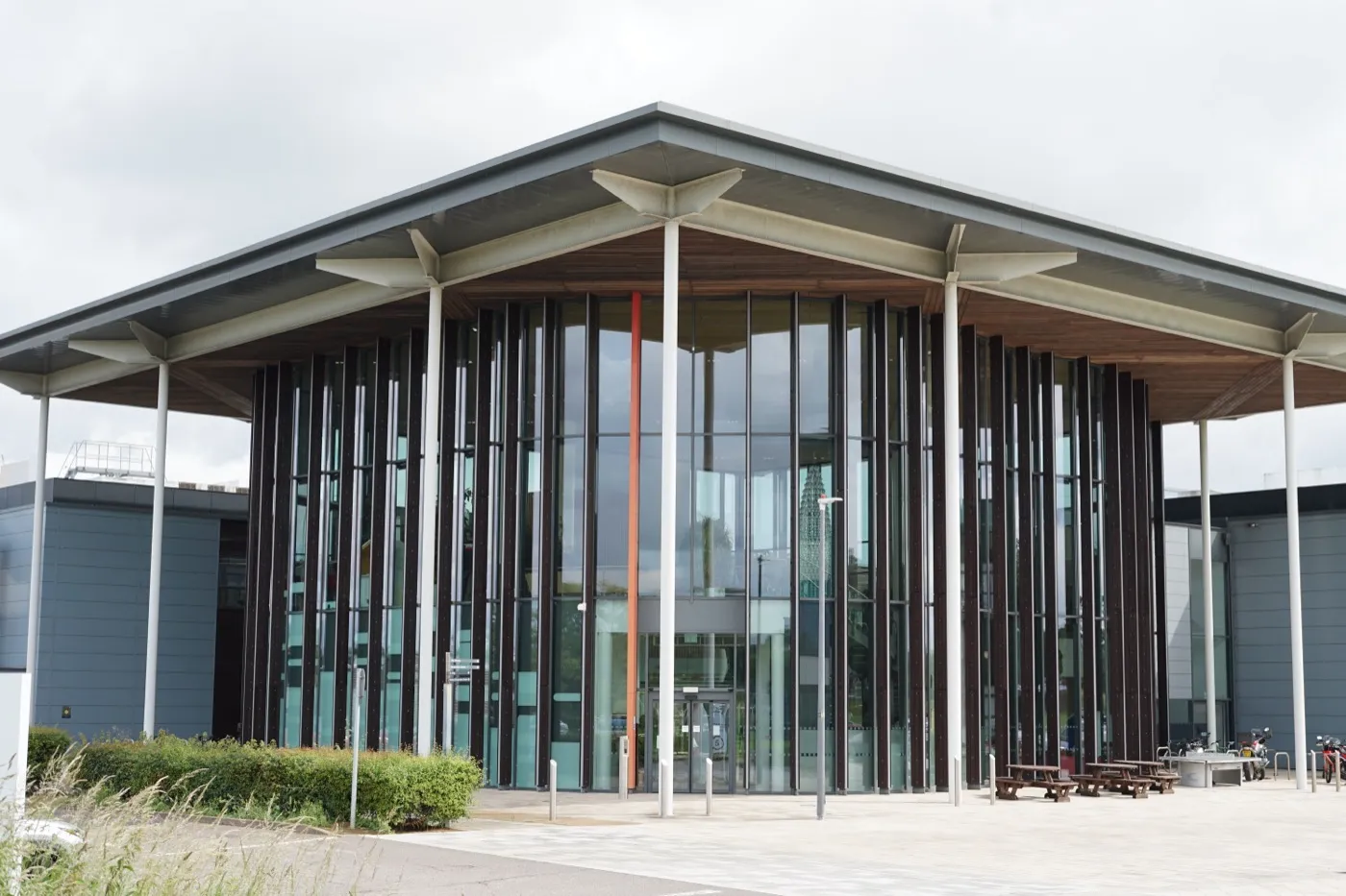 A modern UK college campus building